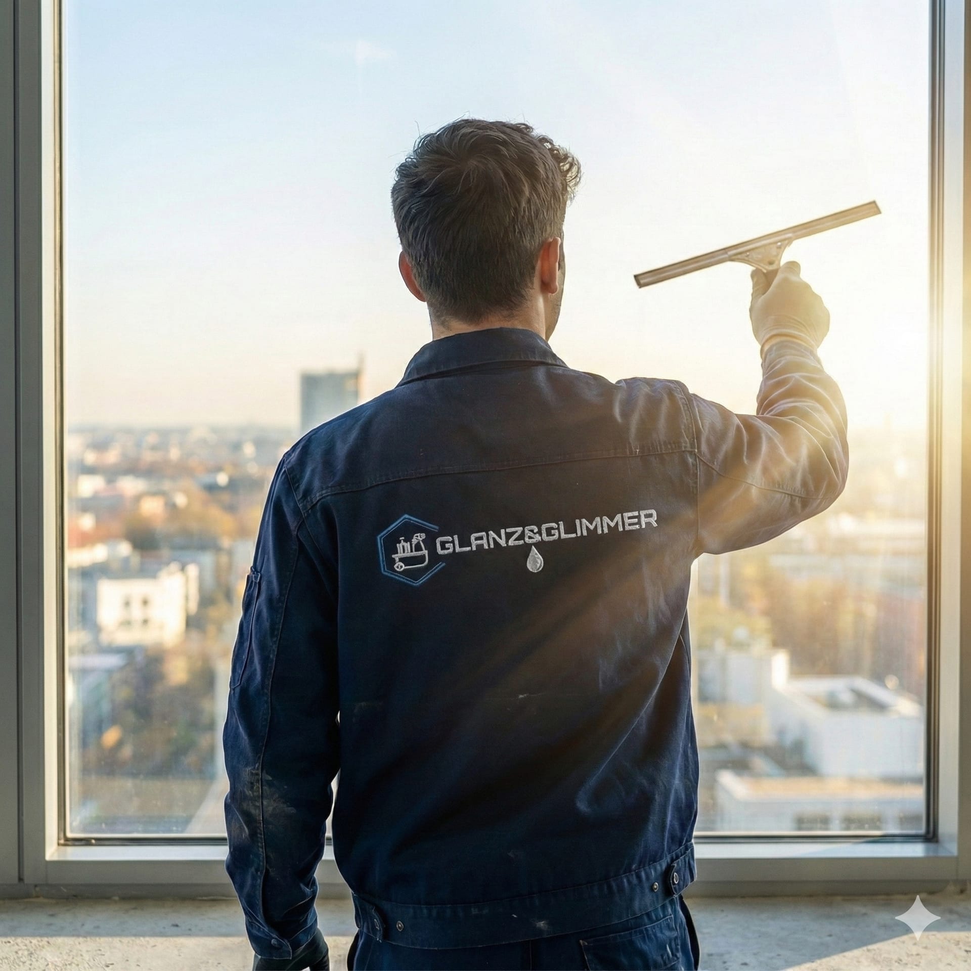 Fensterreinigung mit Blick über Deggendorf